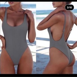 Grey one piece swim suit medium